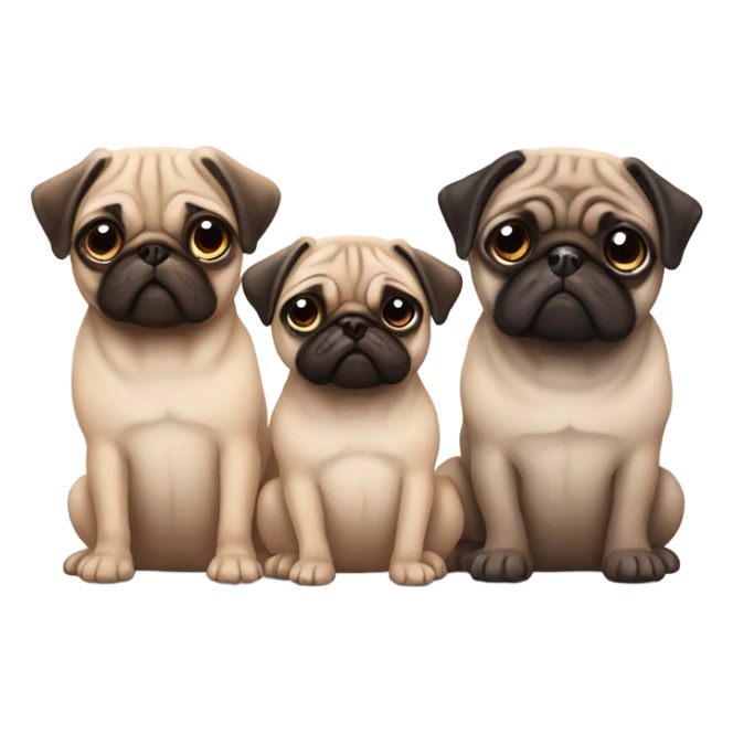 Mom, Dad , baby pugs sticker