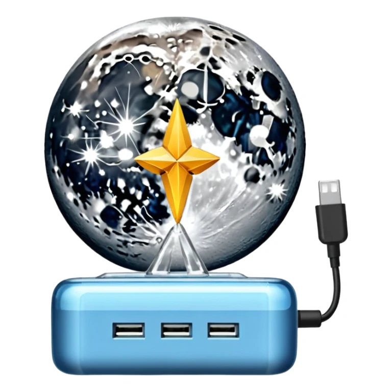 moon plugged into charger crystal recharging sticker