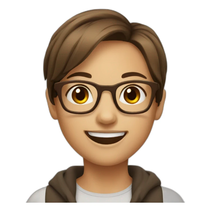 happy squared glasses short brown hair girl  sticker