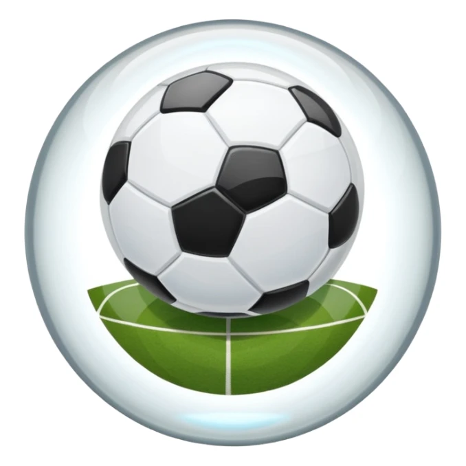 transparent crystal ball with a visible soccer field inside, emoji style sticker