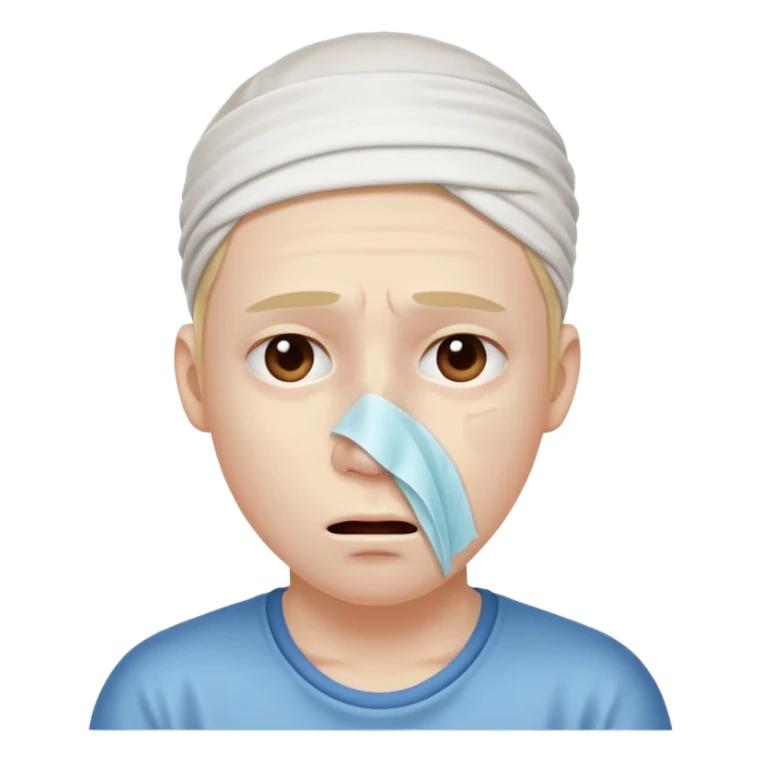 sick person with tissue on nose, fever and is shaking. sticker