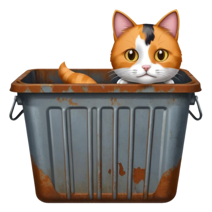 Cat + trash bin, Street Wildlife. sticker
