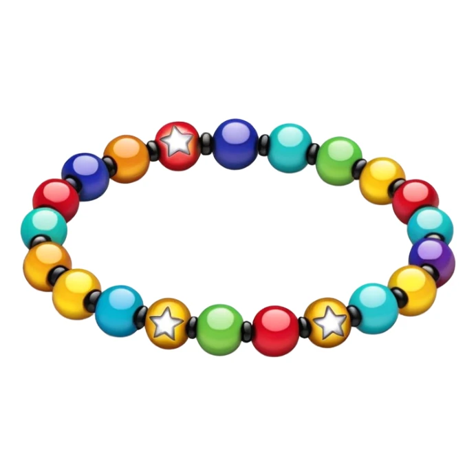 colourful round beaded bracelet with some star beads sticker