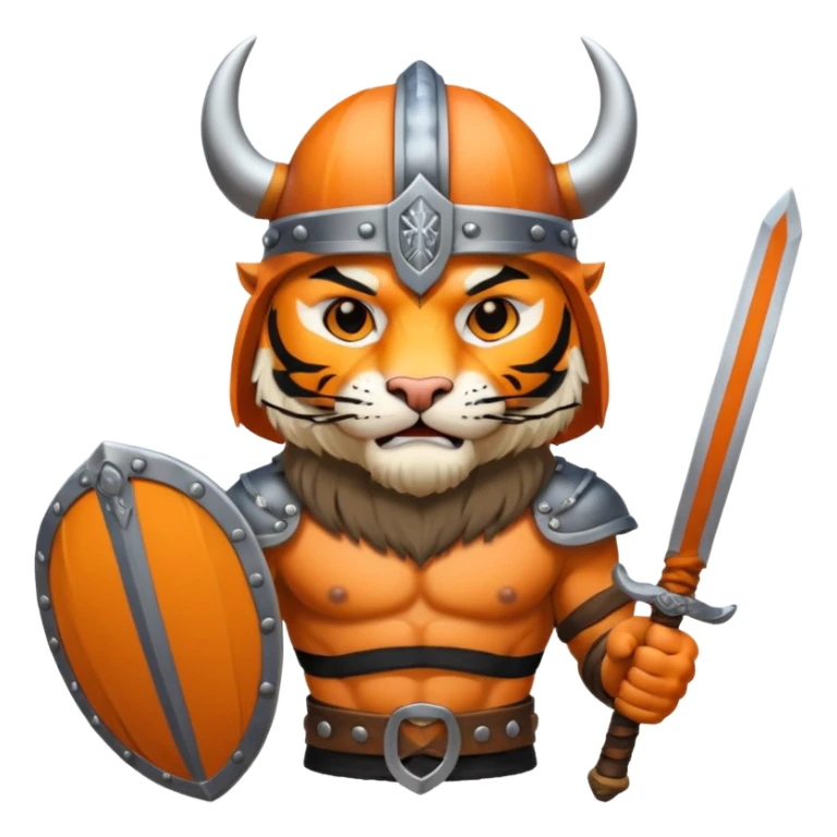 tiger with viking helmet and sword sticker
