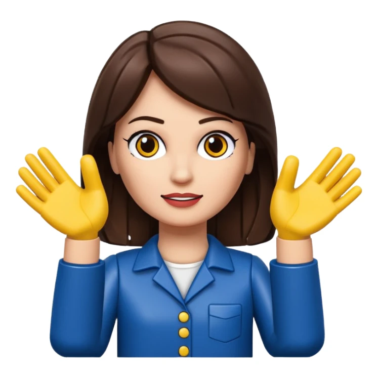 Brunette female with Lego hands facing upwards sticker