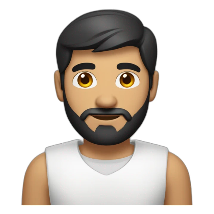 Indian white tan skin man developer in plain white shirt with sleeve up and nice medium length short black hair close up profile image sticker