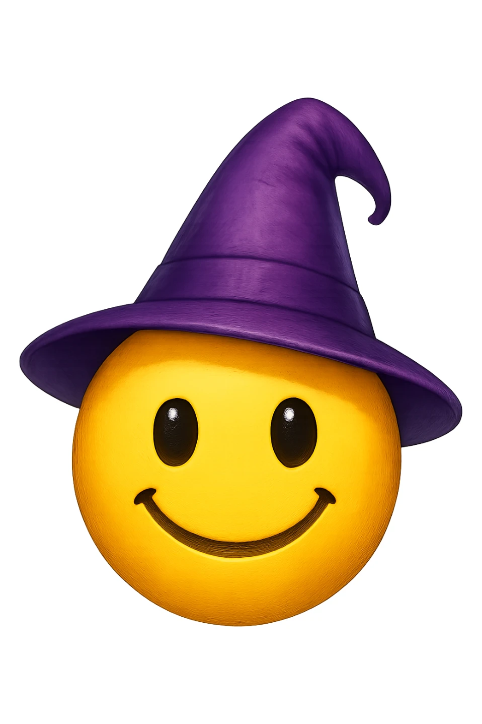 yellow face with purple wizard hat emoji, digital illustration sticker