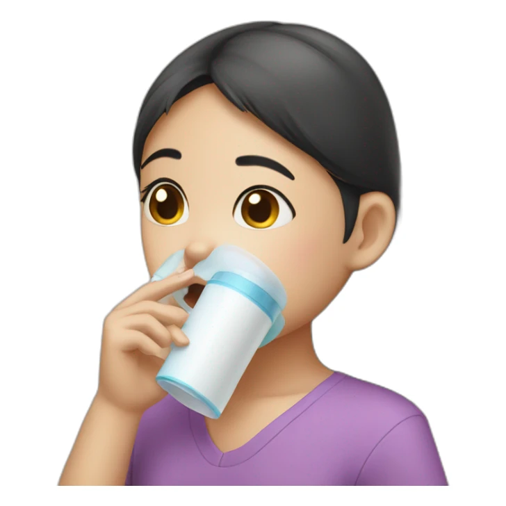 Thai girl with inhaler stuck in her nose sticker