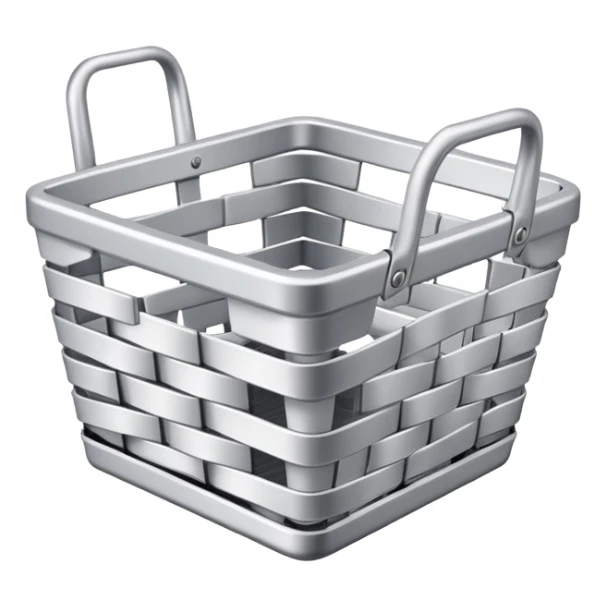 Small square basket made of aluminum in woven sticker