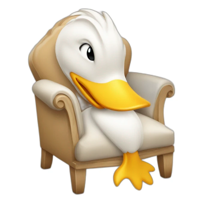 Canard sur un fauteuil avec une tulipe dans le bec sticker