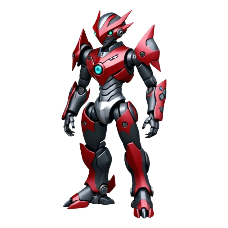Futuristic mechanical cyborg modern badass cool shiny metallic alloy silver-grey obsidian-black crimson-red white animal Digimon Fakémon hybrid full body with intricate patterns sticker