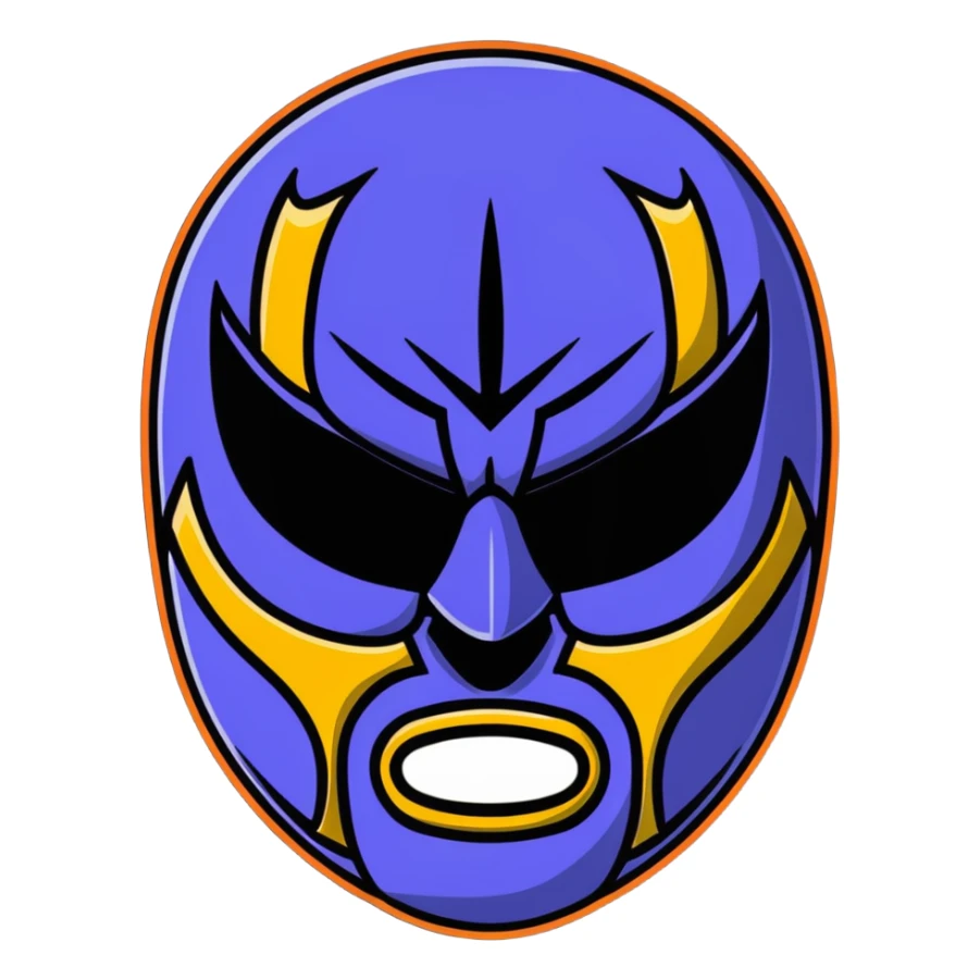 colorful sinister luchador mask with scary features sticker