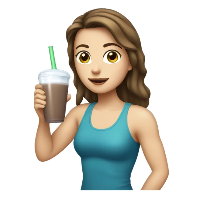 Brown haired white girl drinking protein shake  sticker