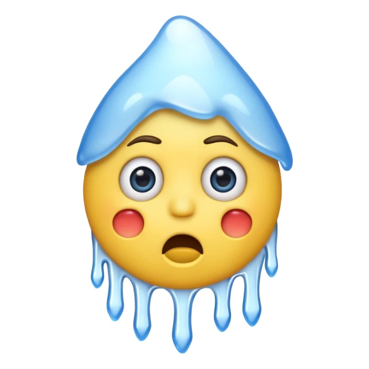 very cold classic yellow emoji, shivering, blue face, icicles, open mouth sticker