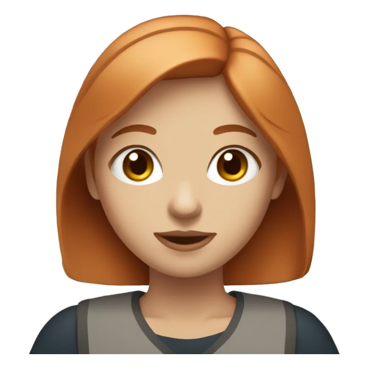 red haired girl with bob and light skin and blue eyes  holding coffee sticker