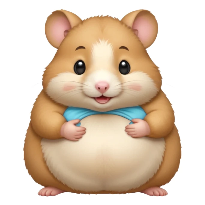 fat hamster holding pregnant belly smiling awkwardly sticker