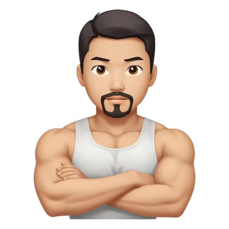 Korean Asian hot male with goatee and flexing sticker