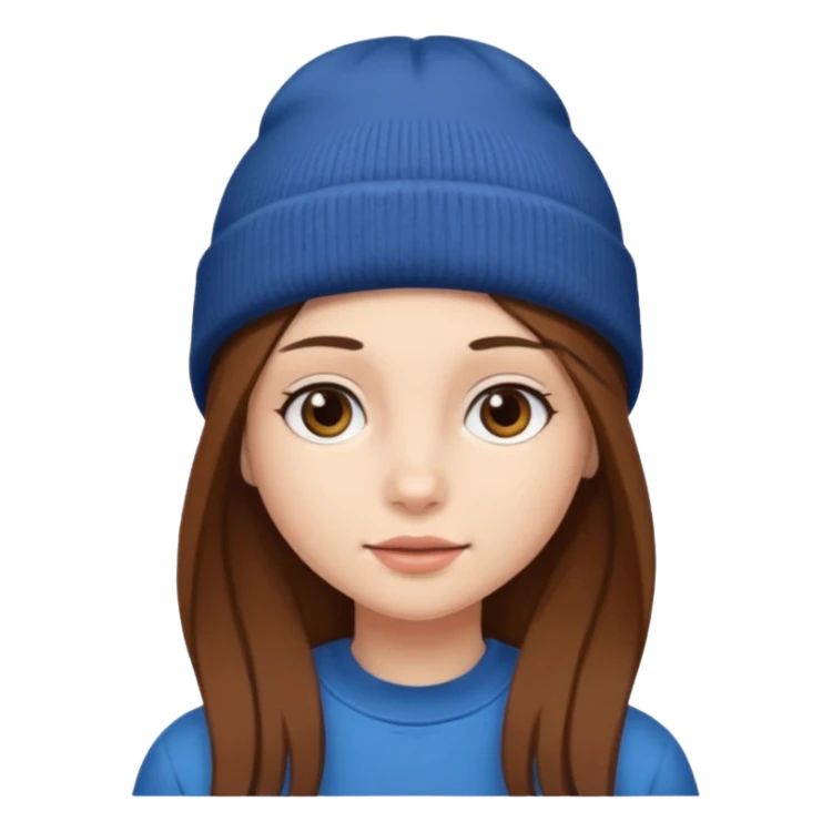 Girl with long brown hair and wearing a beanie
 sticker