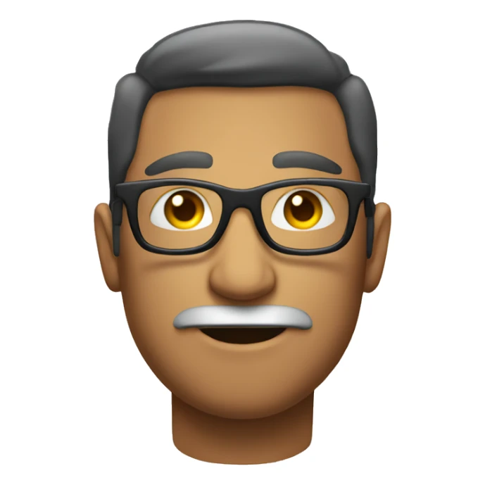 cool face with eyeglass and stubble, no moustache sticker