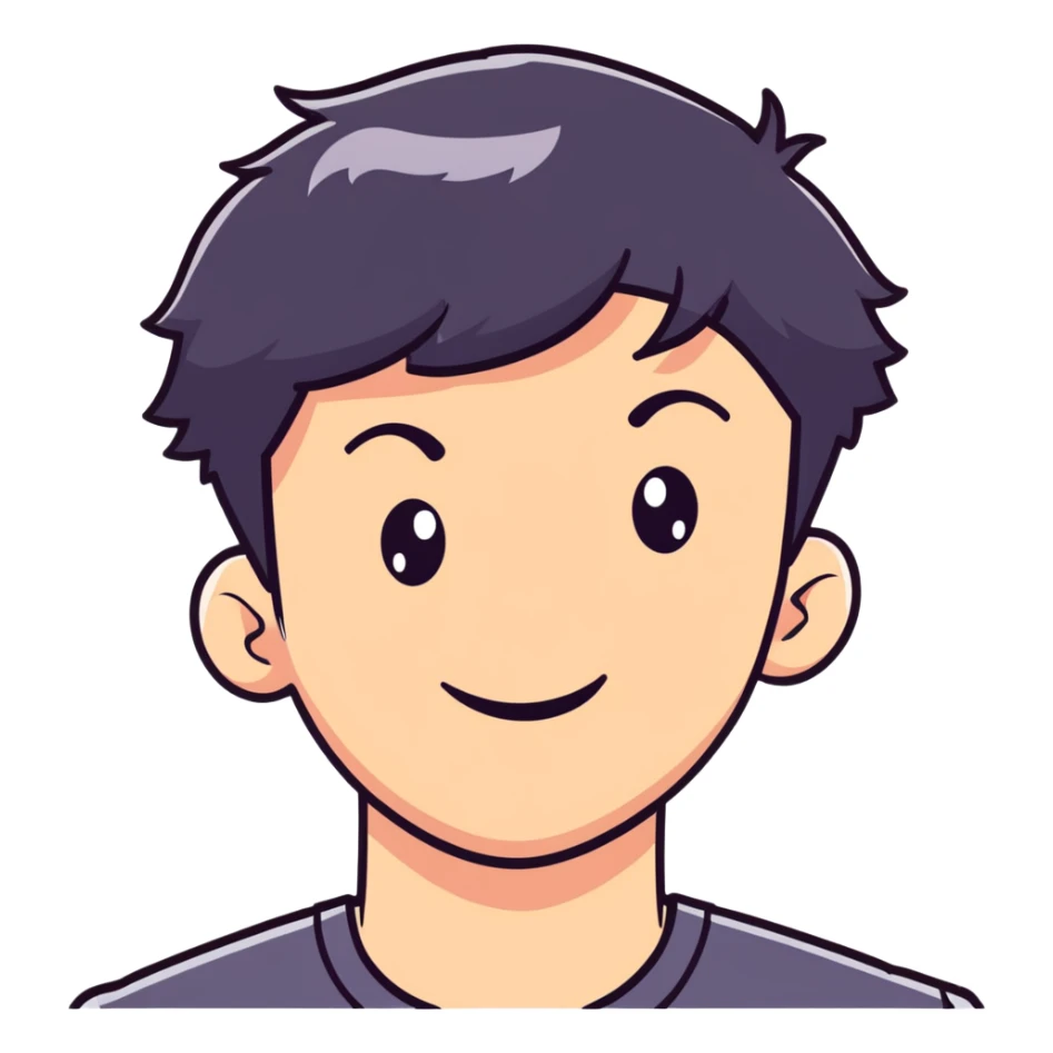 Short black haired male winking with a big smile, young man with short black hair winking one eye and smiling happily sticker
