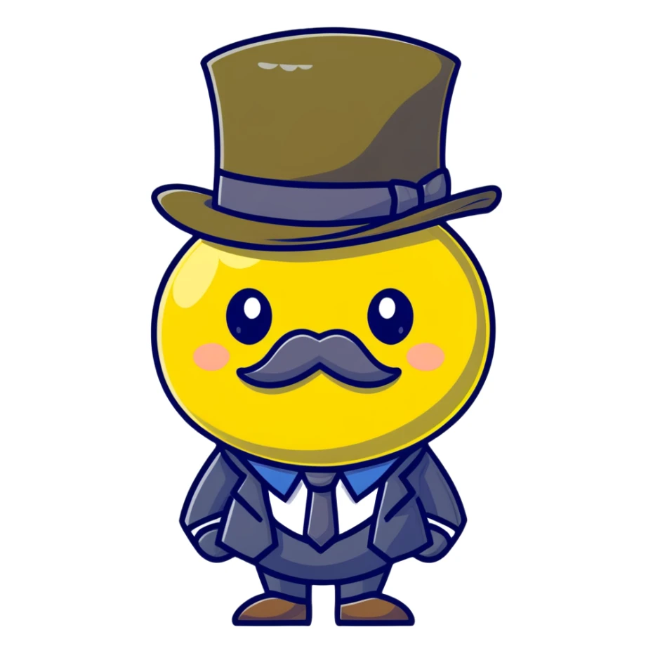 anime lemon character with monocle, necktie, and bowler hat sticker