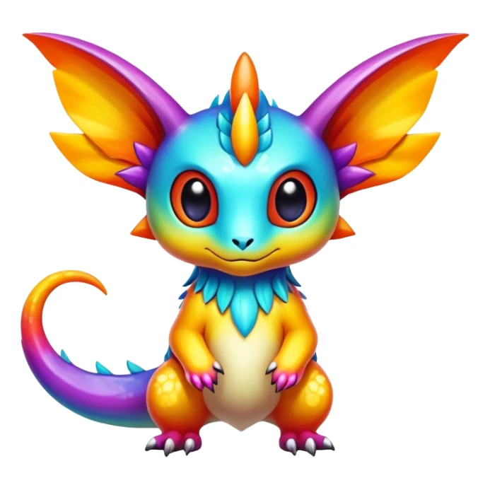 Exotic shiny rare multi-colored epic cute Fakémon-creature, full body, with random markings sticker