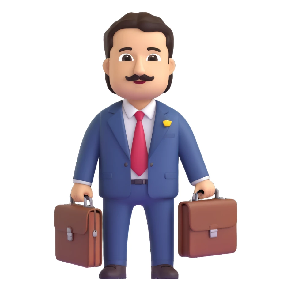 Pablo Escobar emoji holding a briefcase, wearing a suit sticker
