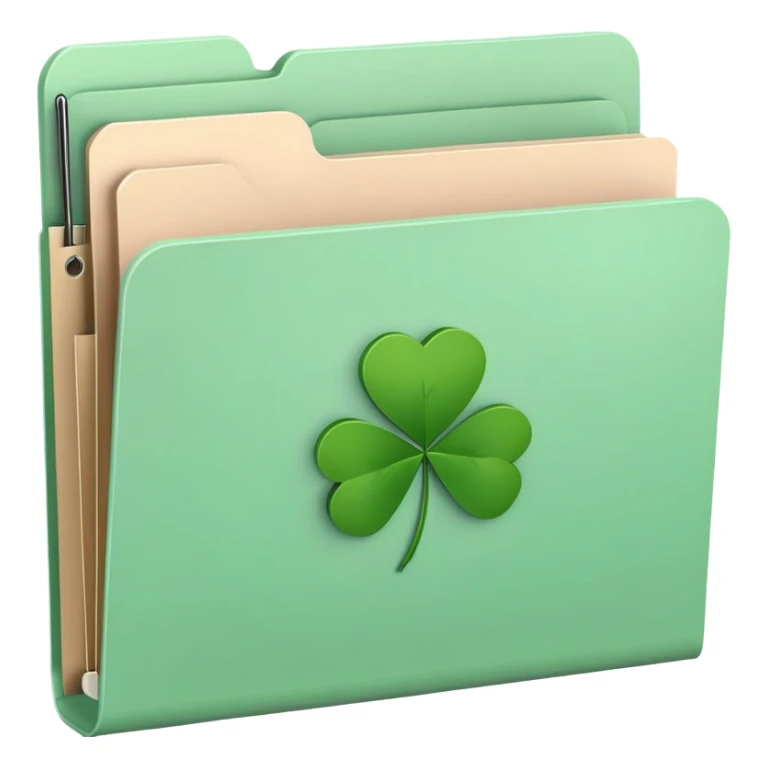 pastel green file folder with clover on the cover  sticker