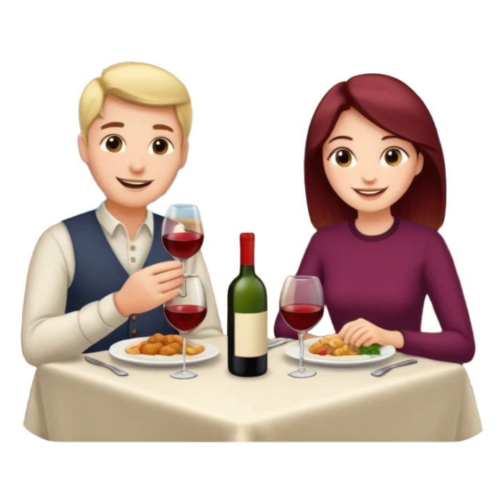  couple sitting and having dinner in a restaurant sticker