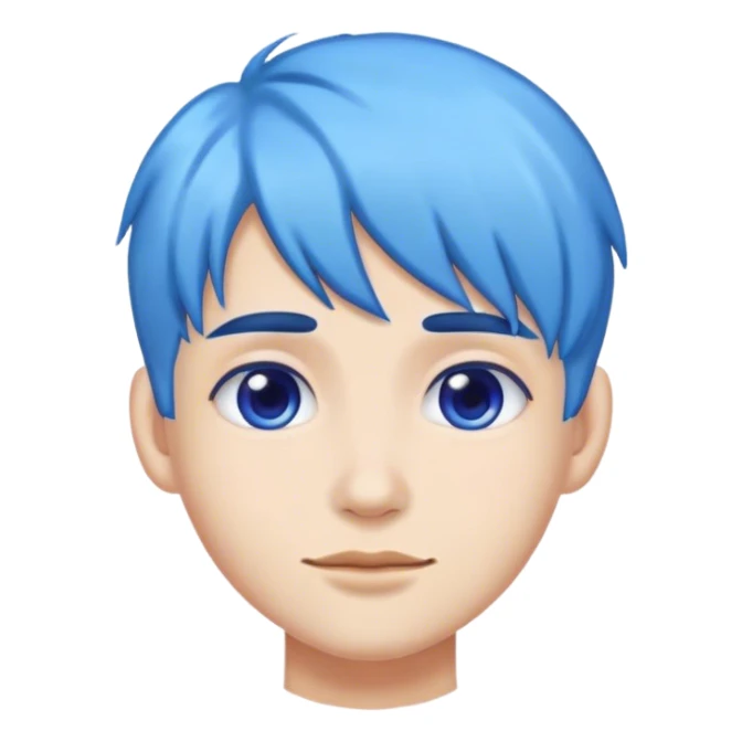 A real person face emoji and hair is a blue brain sticker