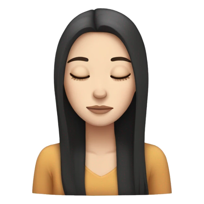 sleeping white girl with straight long dark hair sticker