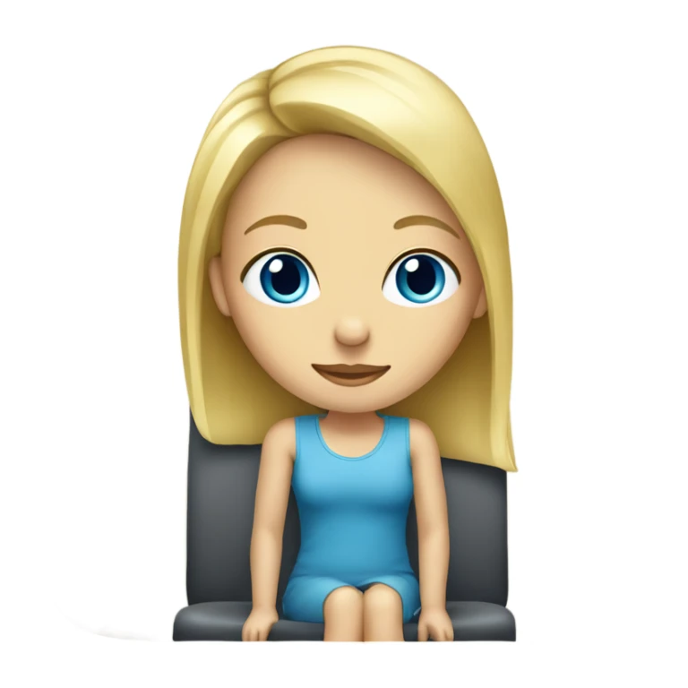 Blonde girl (blue eyes) sitting on a chair sticker
