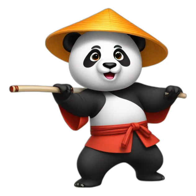 Panda doing kung fu in a wedge hat and kimono sticker