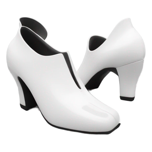 white latex mid heel shoe front and back view sticker