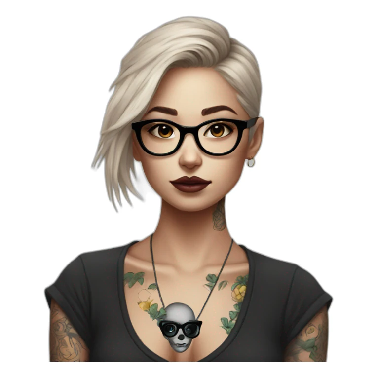 tattoo black heart on face girl in glasses sticker
