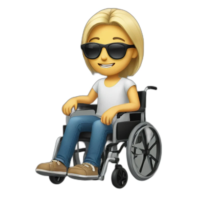 Teenager in a wheelchair wearing sunglasses sticker