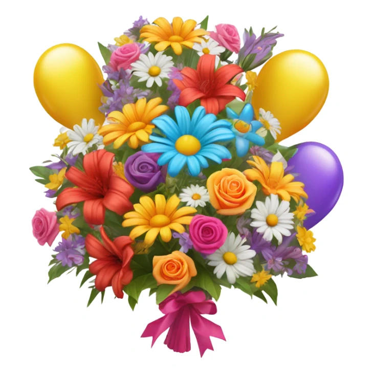 Birthday flowers and balloons sticker