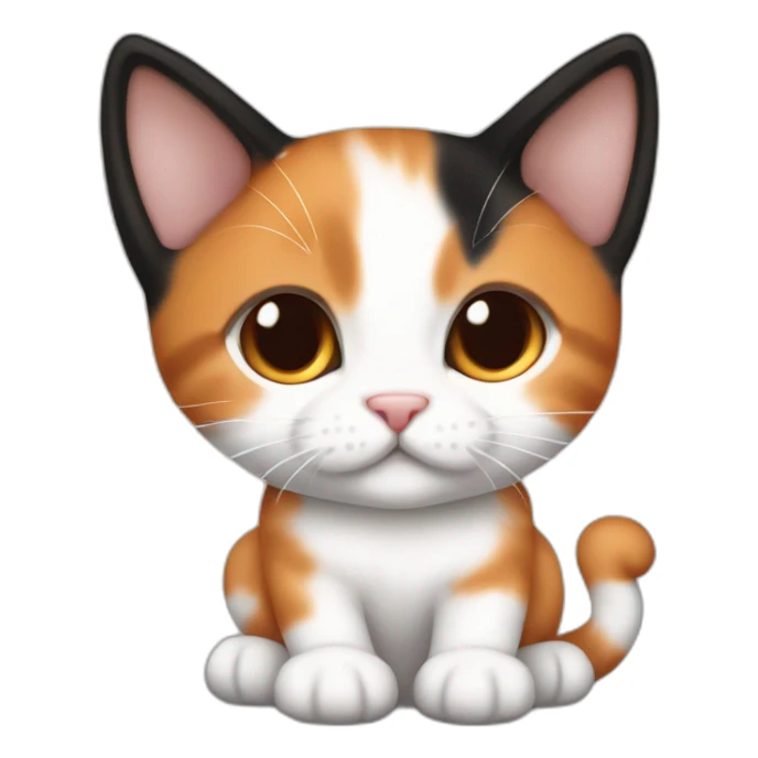 Orange brown black white calico cute baby cat sticker