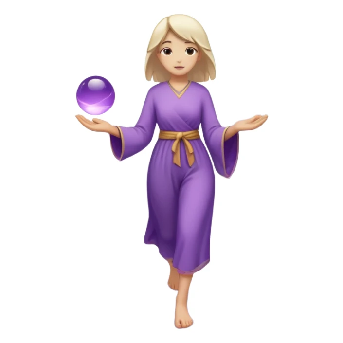 A figure walks back broken bridge, holding soft 2 violet orbs in hand—symbolizing compassion and forgiveness. A gentle heart aura trails behind them, showing healing in motion. sticker