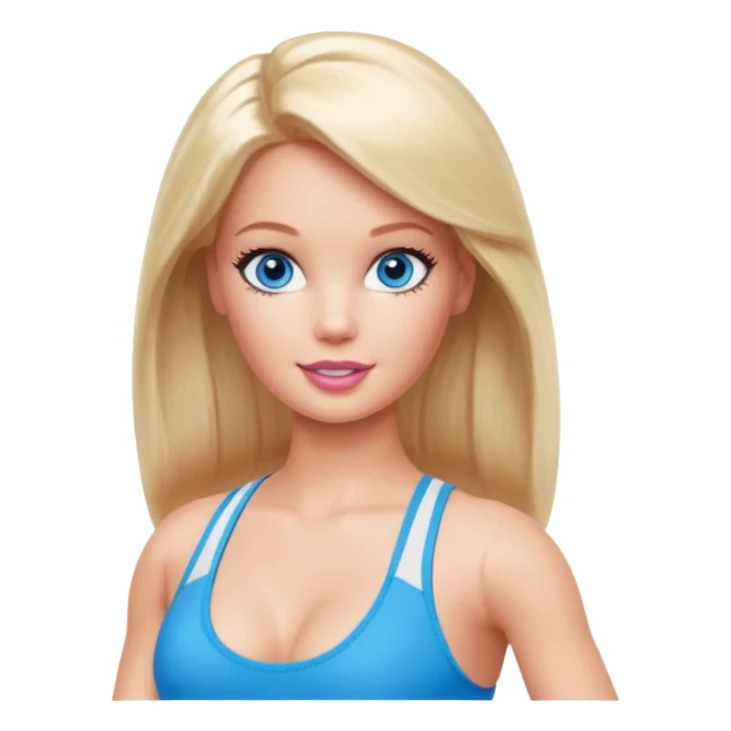 Spin Barbie blue eyes sports bra sticker