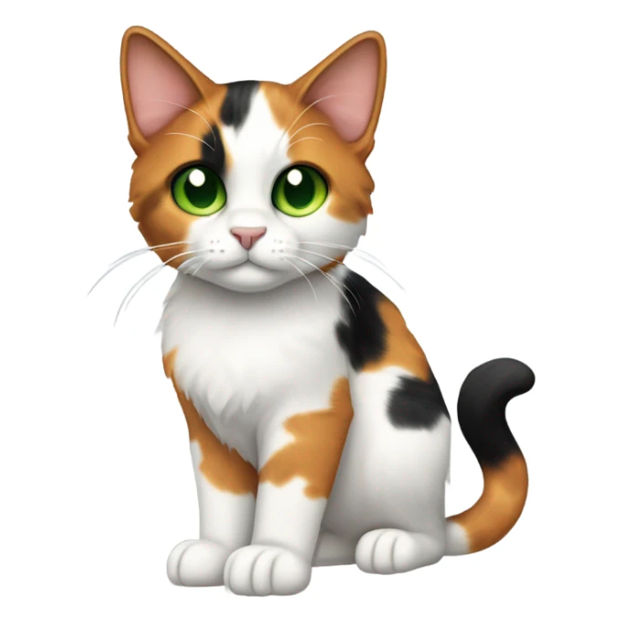 Calico Cat Full Body with green eyes sticker