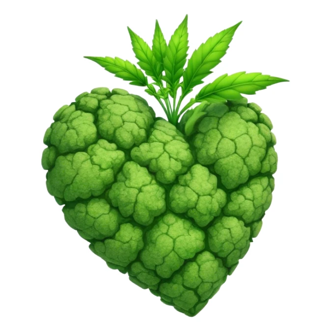 weed nug in shape of a heart  sticker