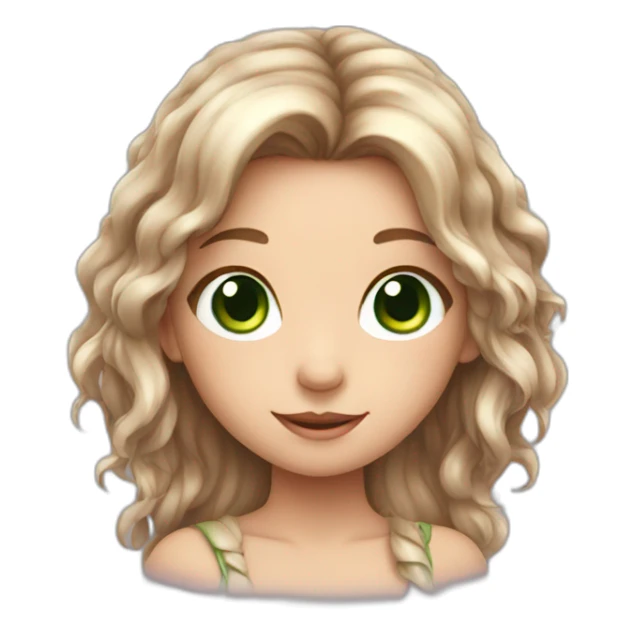Cute fairy with long brown hair green eyes sticker