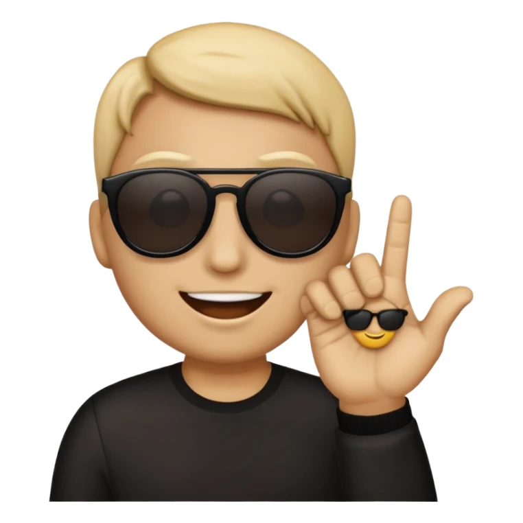 This emoji is wearing sunglasses 🕶️ and next to it this 🤏 emoji. sticker