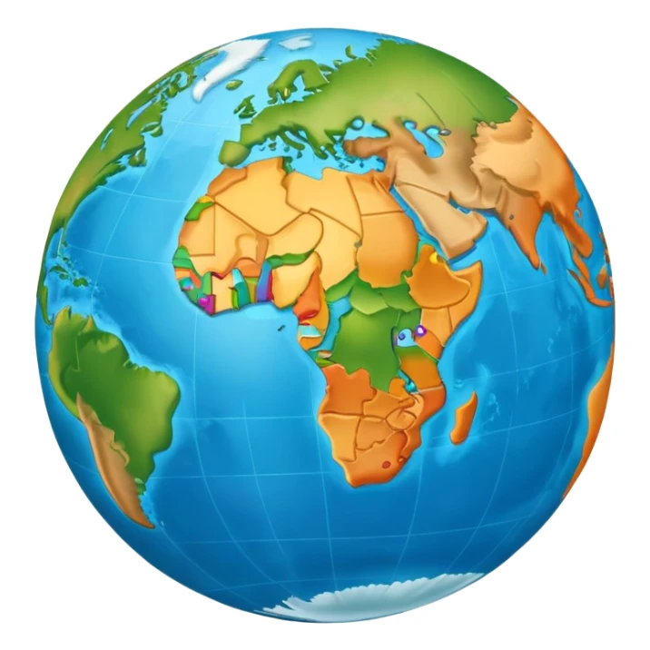 Earth globe showing continents and oceans sticker