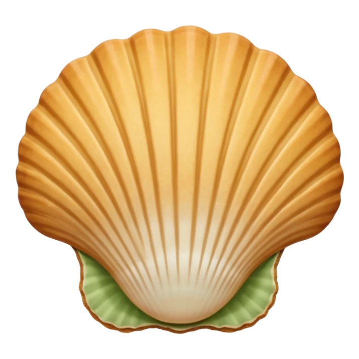 A madeleine pastry. Oval seashell shape with ONLY four to five vertical lines going in the same direction. Light golden brown. Scalloped edge. Cookie. Flat. Long. Oval shape. Lets scallops. Only four or five scalloped lines. Oblong shape. More length. Less roundness. sticker