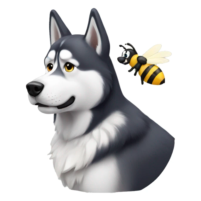 husky with bee sticker