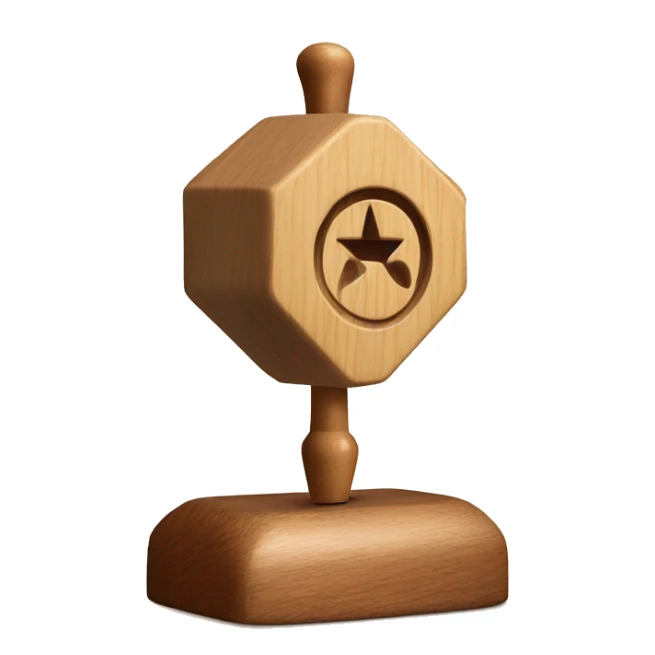 Wooden toy dreidel spinning sticker