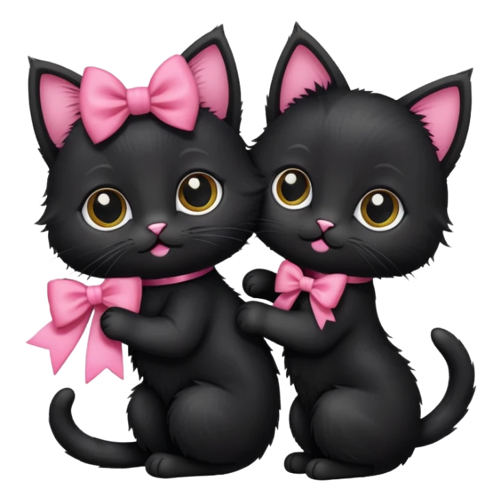 Two black kittens. One is wearing a black bow and one with a pink bow. sticker
