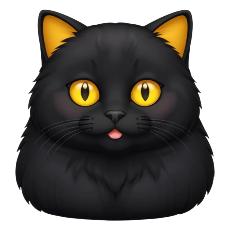 Un gato negro gordito con los ojos de color amarillos sentado sticker